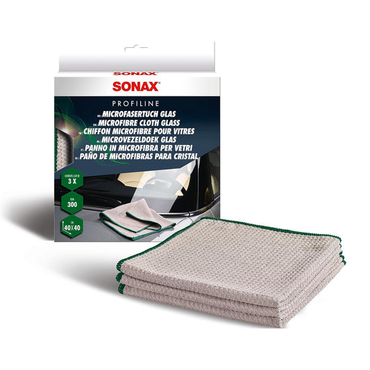 SONAX PROFILINE Premium Microfibre Cloth Glass 3pcs Pack