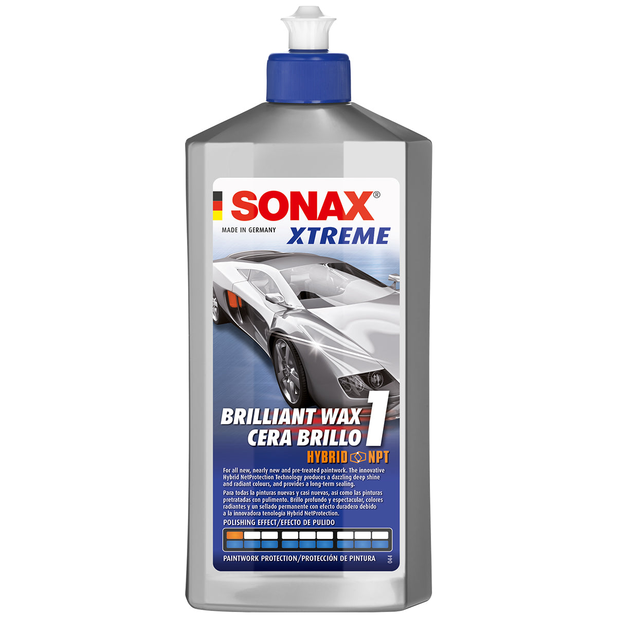 SONAX XTREME Brillant Wax 1 Hybrid NPT (500 Ml) – Cera Protettiva Per Vernici, Effetto Idrorepellente, Lucentezza Profonda, Non Macchia Plastiche. Tecnologia Hybrid NetProtection, Made In Germany.