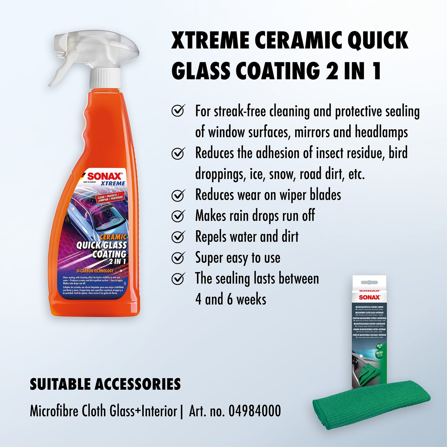 SONAX XTREME Ceramic Quick Glass Coating 2 in 1 750ml