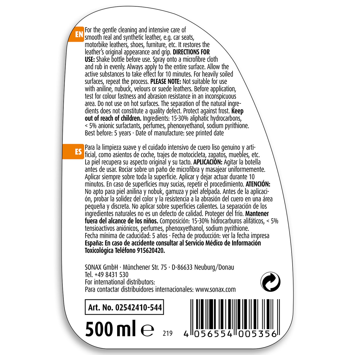 SONAX XTREME Leather Cleaner & Conditioner Milk 500ml
