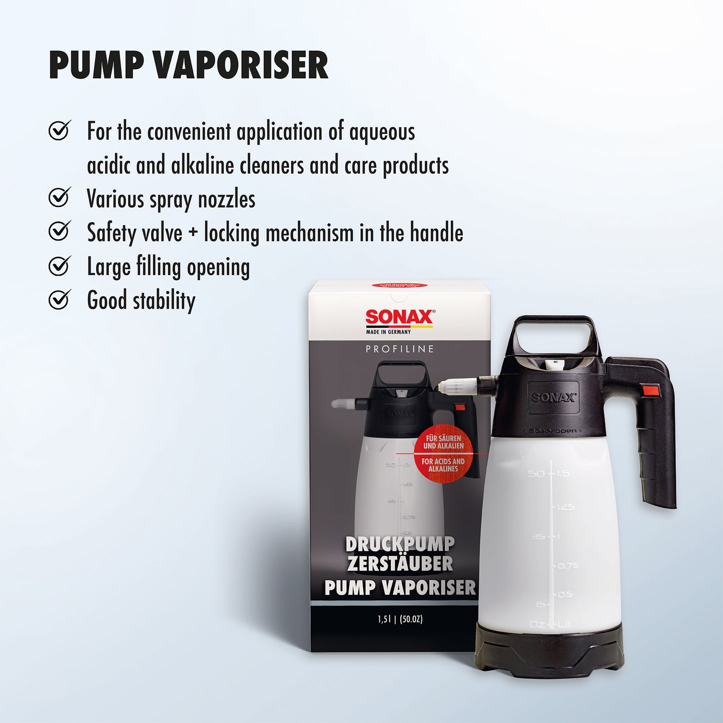 SONAX PROFILINE Pump Vaporiser Sprayer for Acid & Alkali 1.5L